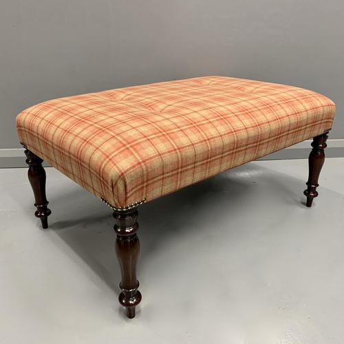 Newly Upholstered & Buttoned Centre Footstool (1 of 5) Newly Upholstered & Buttoned Centre Footstool (1 of 5)