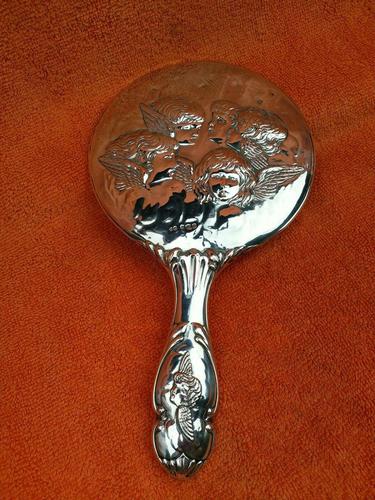 Antique Sterling Silver Hallmarked Reynolds Cherub Hand Mirror 1905 Henry Matthews (1 of 1)