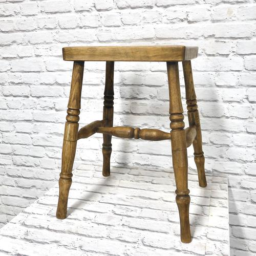 19th Century Kitchen Stool with Sycamore Seat (1 of 5)