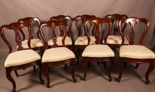 Set of 8 Victorian Spear Point Balloon Back Dining Chairs (1 of 12)