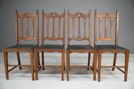 Arts & Crafts Oak Dining Chairs (1 of 12)