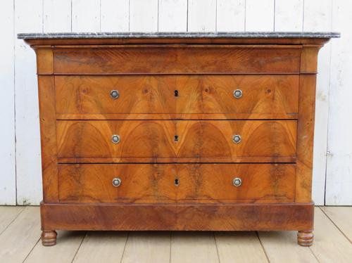 Antique Burr Walnut & Marble Top Chest Of Drawers (1 of 9)