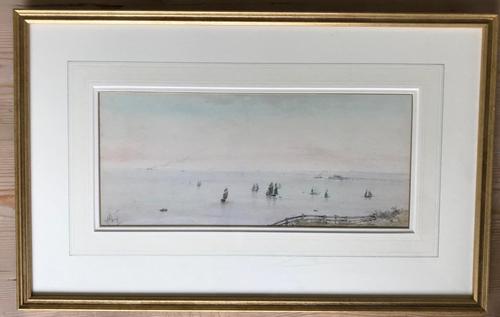 'Shipping off Brighton' Watercolour by Albert Markes c.1890 (1 of 3) 'Shipping off Brighton' Watercolour by Albert Markes c.1890 (1 of 3)