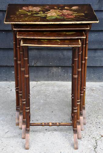 Beautiful Victorian Hand Painted Quartetto of Tables / Nest of Tables c.1900 (1 of 8) Beautiful Victorian Hand Painted Quartetto of Tables / Nest of Tables c.1900 (1 of 8)