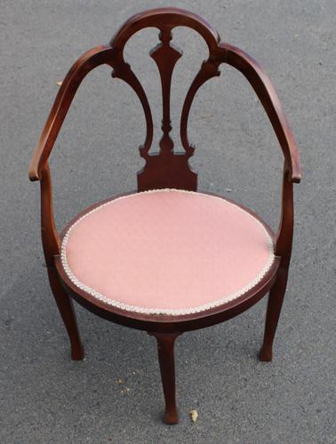 1920's Mahogany Side Chair in Pink (1 of 3)