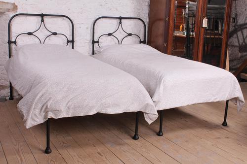Lovey Hand Finished Pair of Single Iron No-end Beds - Can be Joined (1 of 7) Lovey Hand Finished Pair of Single Iron No-end Beds - Can be Joined (1 of 7)