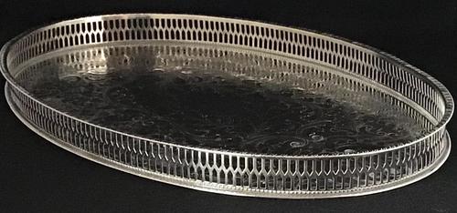 Vintage Chased Silver Plated Oval Gallery Tray (1 of 4) Vintage Chased Silver Plated Oval Gallery Tray (1 of 4)