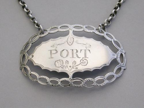 George III Pierced Silver Wine Label 'Port', Unmarked - Probably by Hester Bateman c.1780 (1 of 7) George III Pierced Silver Wine Label 'Port', Unmarked - Probably by Hester Bateman c.1780 (1 of 7)
