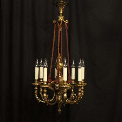 French 19th Century Gilded Bronze 8 Light Antique Chandelier (1 of 10) French 19th Century Gilded Bronze 8 Light Antique Chandelier (1 of 10)