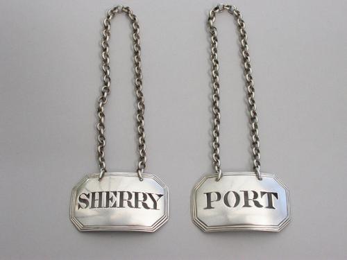 Pair of Victorian Provincial Silver Wine Labels 'Port & Sherry' by John Stone, Exeter, 1863 (1 of 10)