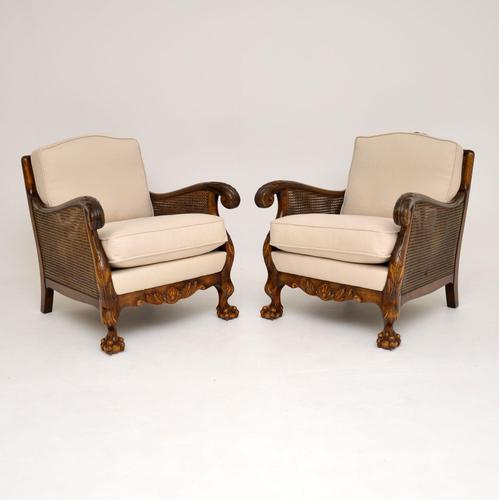 Pair of Antique Swedish Satin  Birch Bergere Armchairs (1 of 12)