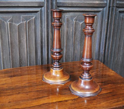 Pair of 19th Century Wooden Candlesticks (1 of 4) Pair of 19th Century Wooden Candlesticks (1 of 4)