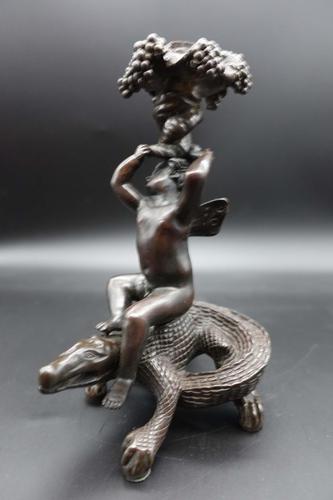 Mid 19th Century Bronze Figure of a Putti Astride a Cayman (1 of 6) Mid 19th Century Bronze Figure of a Putti Astride a Cayman (1 of 6)