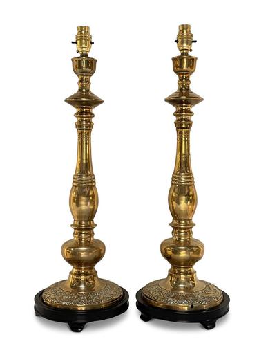 Anglo-Indian Pair of Brass Table Lamps (1 of 4)