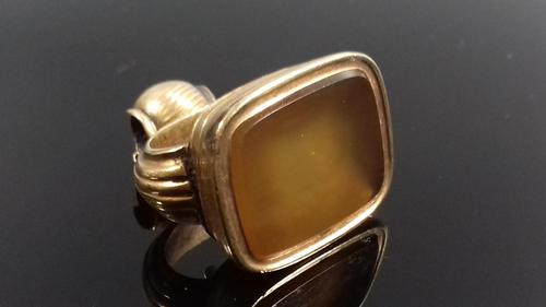 Antique Georgian 14ct Gold Agate Fob Wax Seal (1 of 9)