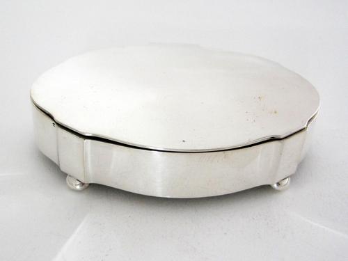 Antique Silver Jewellery Box in a Shaped Oval Form and Hinged Lid (1 of 6)