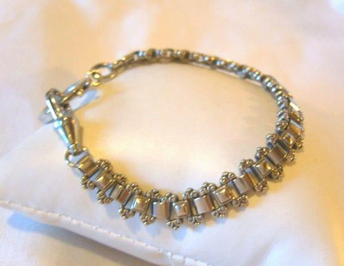 Antique Bracelet 1890s Victorian Silver Nickel Fancy Link 7 1/2" Length 13.6 Grams (1 of 12)