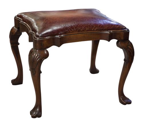 Walnut Framed Leather Top Stool (1 of 5) Walnut Framed Leather Top Stool (1 of 5)