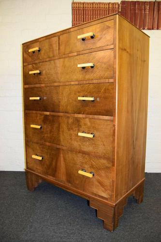 Lovely Walnut Art Deco Chest of Drawers (1 of 11)