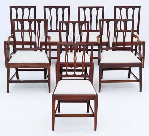 Antique Fine Quality Set of 8 (6 + 2) Georgian Mahogany Dining Chairs C1820 (1 of 11)