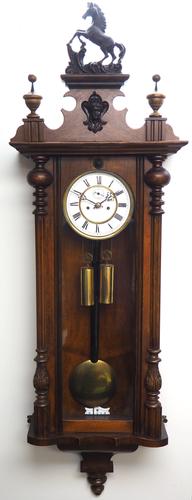 Fine Antique German Twin Walnut 8-Day Mantel Clock Vienna Striking Wall Clock (1 of 35)