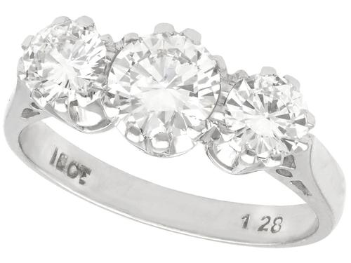 1.89ct Diamond & 18ct White Gold Trilogy Ring c.1950 (1 of 9) 1.89ct Diamond & 18ct White Gold Trilogy Ring c.1950 (1 of 9)