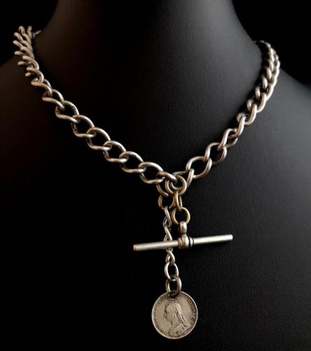 Antique Silver Double Albert Chain, Victorian (1 of 14) Antique Silver Double Albert Chain, Victorian (1 of 14)