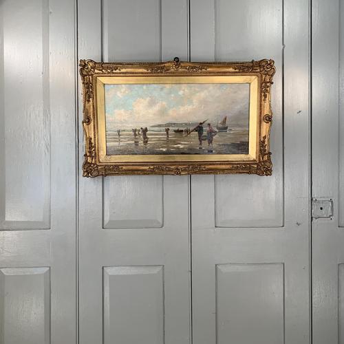 Antique marine seascape oil painting of fishing scene signed W Richards 2 of 2 (1 of 10) Antique marine seascape oil painting of fishing scene signed W Richards 2 of 2 (1 of 10)
