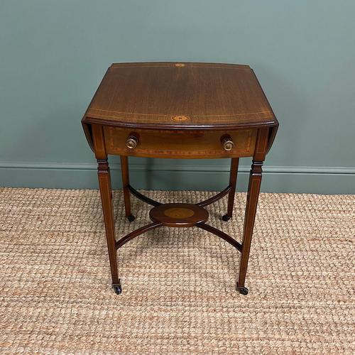 Small Edwardian Inlaid Mahogany Antique Sofa Table (1 of 9)