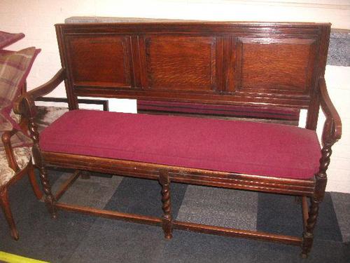 Oak Barley Twist Pew Bench (1 of 2)