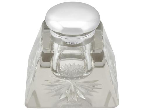Cut Glass & Sterling Silver Inkwell - Antique Edwardian (1 of 9) Cut Glass & Sterling Silver Inkwell - Antique Edwardian (1 of 9)