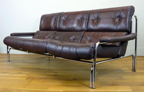 Pieff Alpha 3 Seater Chestnut Brown Leather Sofa (1 of 10)