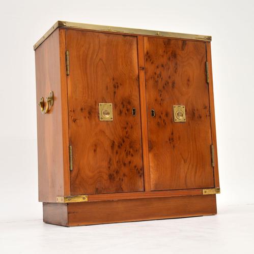 Antique Military Campaign Style Yew Wood Miniature Cabinet (1 of 7)