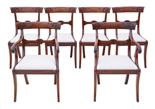 Set of 6 (4 +2) Regency Cuban Mahogany Dining Chairs 19th Century C1825 (1 of 15) Set of 6 (4 +2) Regency Cuban Mahogany Dining Chairs 19th Century C1825 (1 of 15)