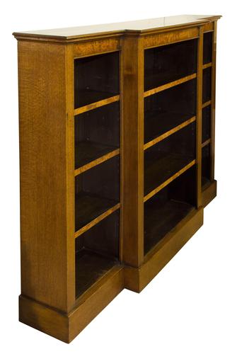 Oak Breakfront Open Bookcase with Adjustable Shelves (1 of 6) Oak Breakfront Open Bookcase with Adjustable Shelves (1 of 6)