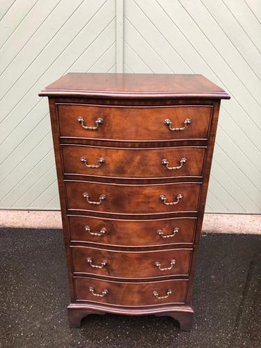 Antique Slim Mahogany Serpentine Chest of Drawers (1 of 8)