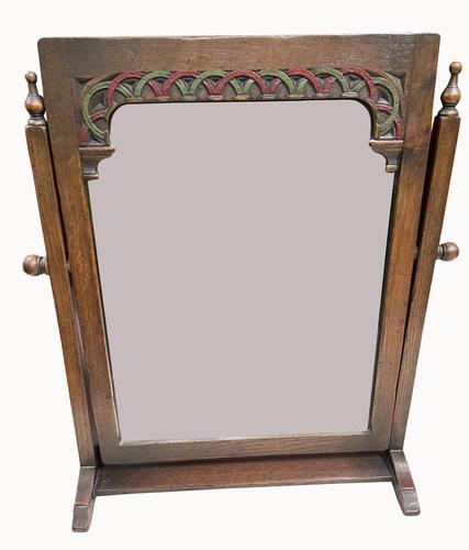 Early 20th Century Oak Toilet Mirror (1 of 5)