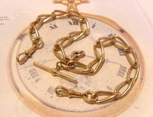 Victorian 1890s Pocket Watch Chain Antique Large 10ct Rose Gold Filled Albert by Thomas Hopwood (1 of 11)