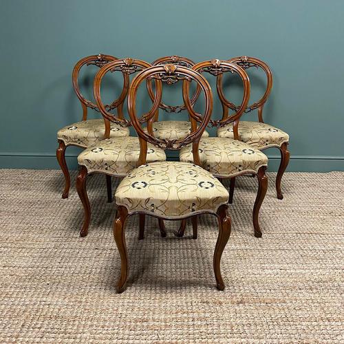 Elegant Set of 6 Victorian Walnut Antique Dining Chairs (1 of 9)