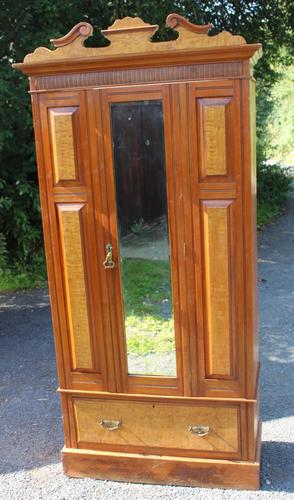 1920's Mirrored 1 Door Burr Walnut Wardrobe with Drawer (1 of 4)