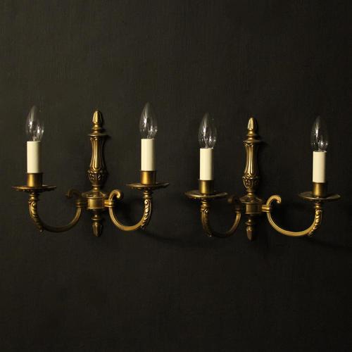 French Pair Of Gilded Brass Antique Wall Lights (1 of 10)