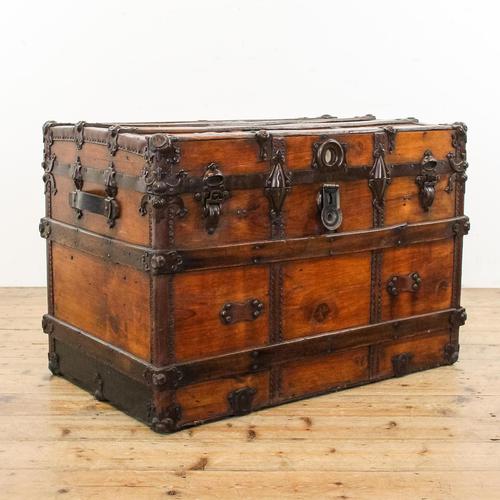 Antique Leather Bound Cabin Trunk (1 of 13)