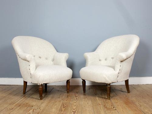 Newly Upholstered Pair of French "Crapaud" Tub Chairs (1 of 3) Newly Upholstered Pair of French "Crapaud" Tub Chairs (1 of 3)
