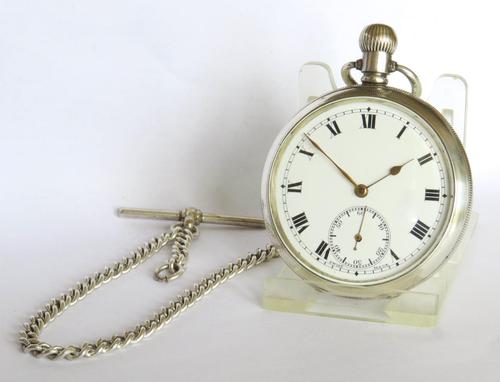 Pocket Watch : Antique Selezi Silver Pocket Watch and Chain (1 of 5)