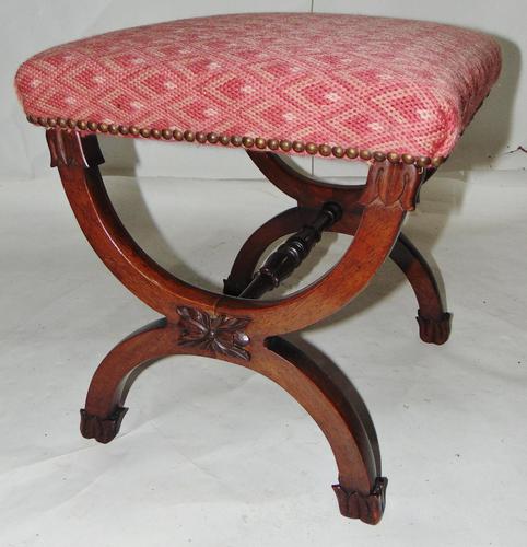 Regency Mahogany 'x' Framed Stool (1 of 7) Regency Mahogany 'x' Framed Stool (1 of 7)
