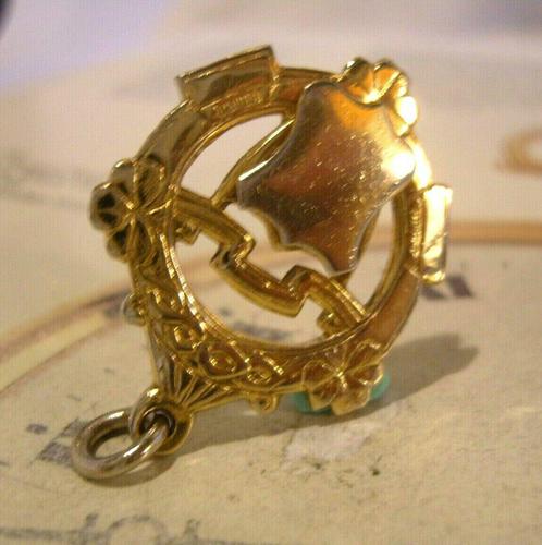 Vintage Pocket Watch Chain Fob 1950s Victorian Revival 12ct Gold Plated Shield Fob (1 of 5)