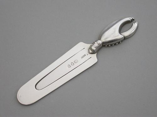 Rare Victorian Silver Lobster Claw Bookmark. By Sampson Mordan & Co, London, 1892. (1 of 6) Rare Victorian Silver Lobster Claw Bookmark. By Sampson Mordan & Co, London, 1892. (1 of 6)