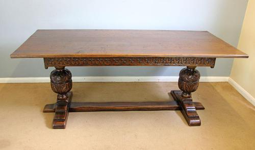 Antique Oak Large Refectory Farmhouse Kitchen Dining Table (1 of 14)