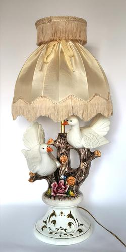 Large Capodimonte Porcelain Bird Figurine Table Lamp (1 of 10)