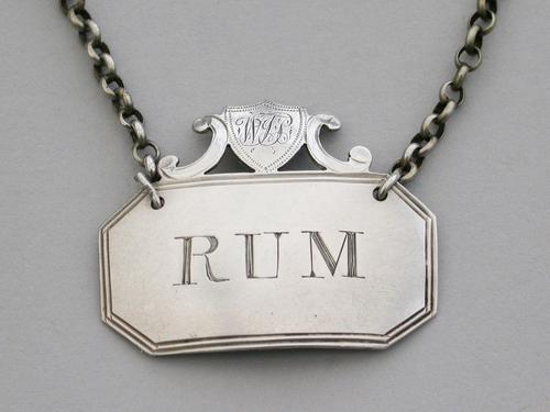 George III Silver Wine Label 'Rum' by Henry Chawner, London 1794 (1 of 7) George III Silver Wine Label 'Rum' by Henry Chawner, London 1794 (1 of 7)